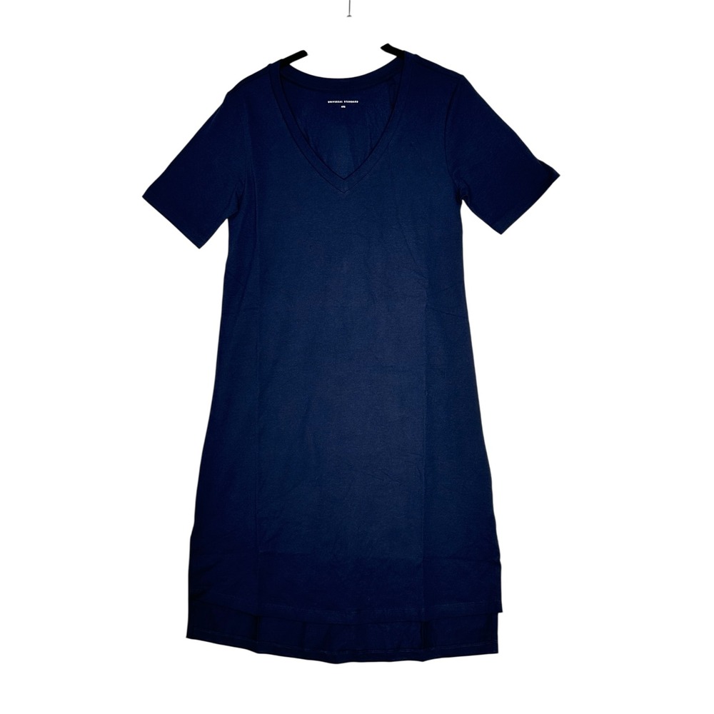 Universal Standard Women V-Neck T-Shirt Dress 4XXS(00-0) Minimalist Capsule Blue